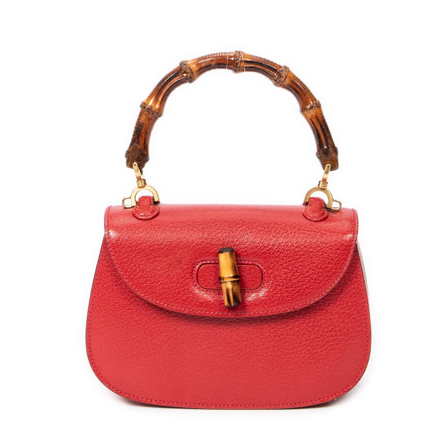 Leather Small Bamboo Top Handle Flap