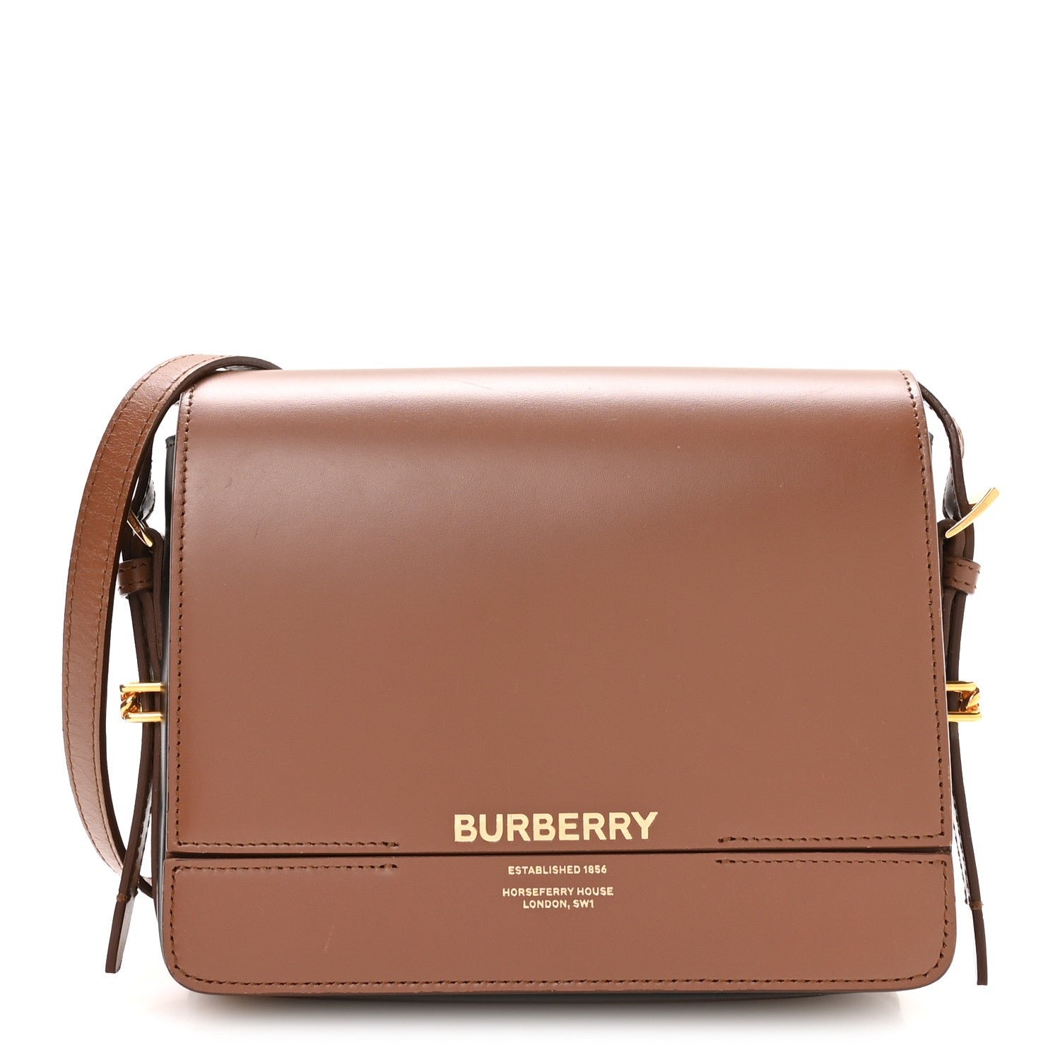 Burberry Smooth Calfskin Two Tone Small Grace Bag Malt Brown Black