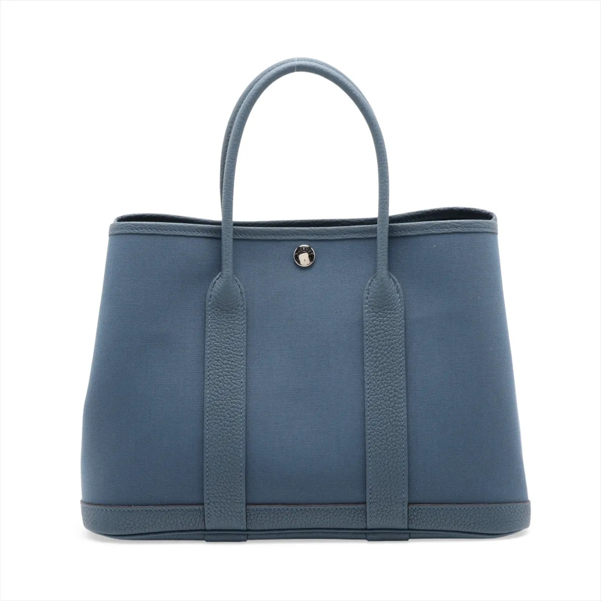 Hermès Garden Party 30 TPM Toile Officier × Negonda Blue tempête Silver Metal Fi