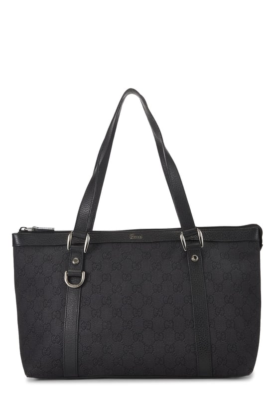Black GG Denim Abbey Zip Tote