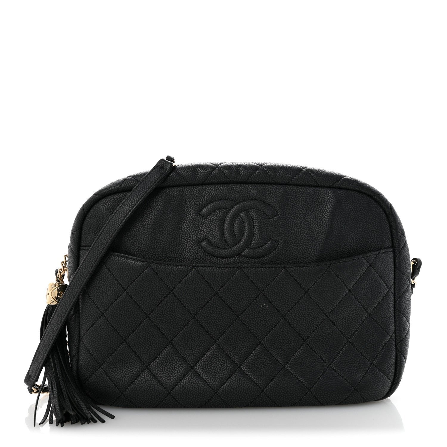 Chanel Caviar Quilted Large Coco Tassel Camera Case Black