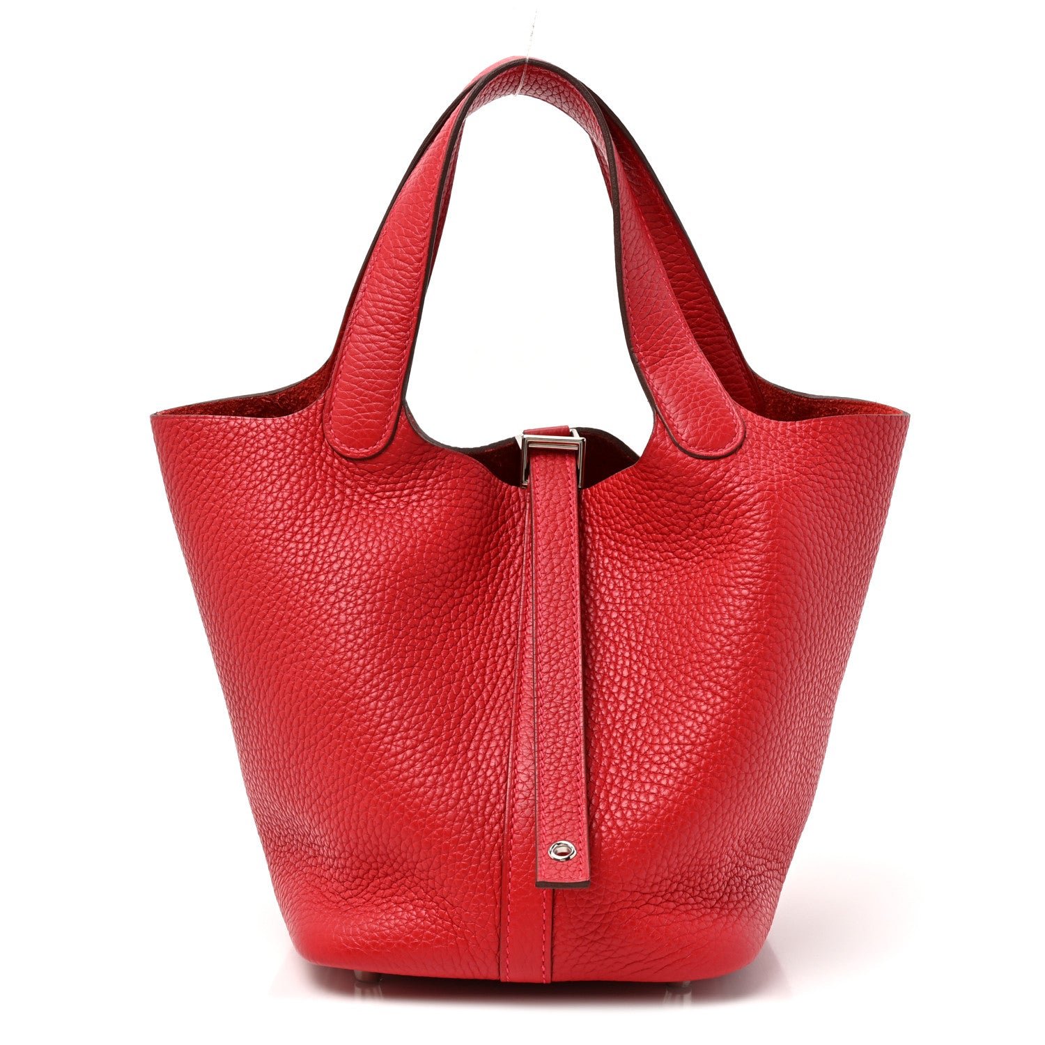 Hermes Taurillon Clemence Picotin Lock 18 PM Rouge Casaque