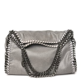 Stella McCartney Shaggy Deer Mini Falabella Fold Over Tote Light Grey