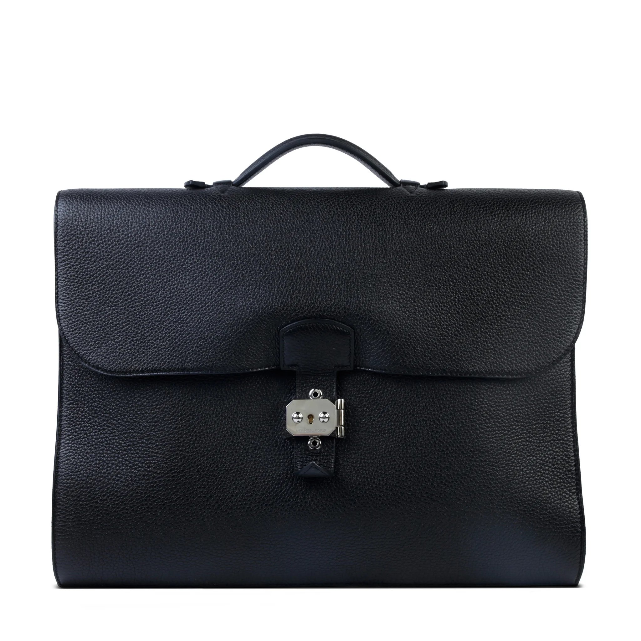 Very Good ( Rank A) HERMÈS Sac a Depeches 38 Noir (89) Togo Palladium hardware Square Q (2013)