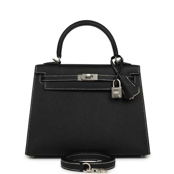 Hermes Special Order (HSS) Kelly Sellier 25 Black Verso Epsom Brushed Palladium Hardware