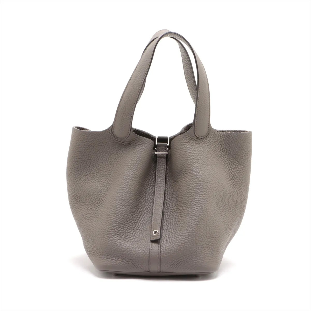 Hermès Picotin Lock 22 MM Taurillon Clemence Etain Silver Metal Fittings
