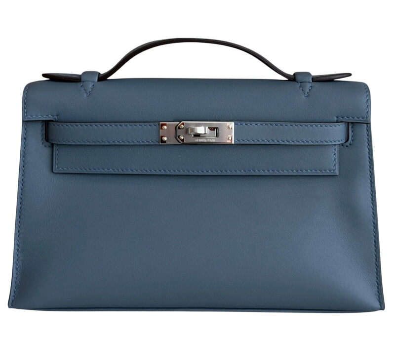 Bleu Tempete Swift Kelly Pochette Palladium Hardware, 2026