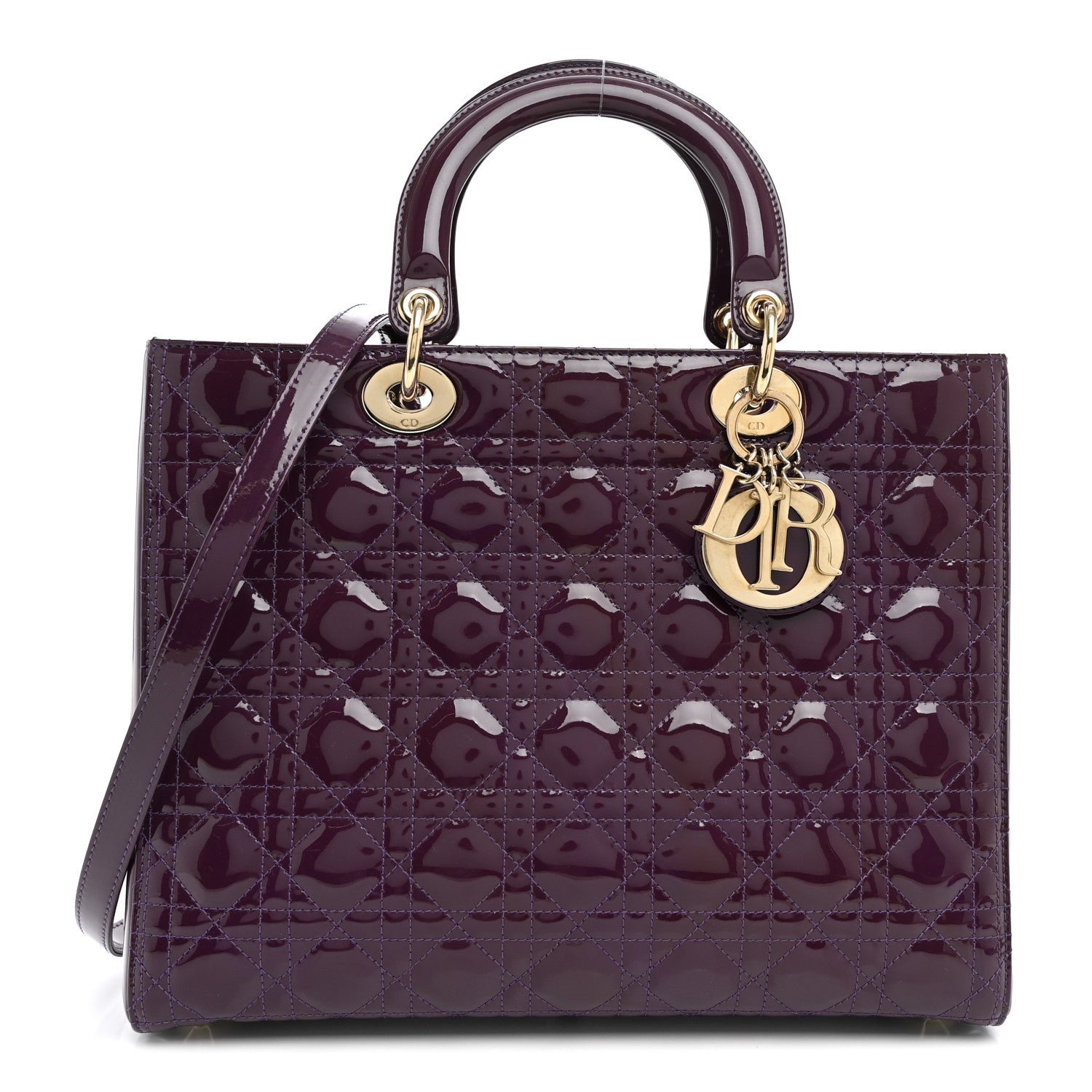 Christian Dior Patent Cannage Large Lady Dior Purple