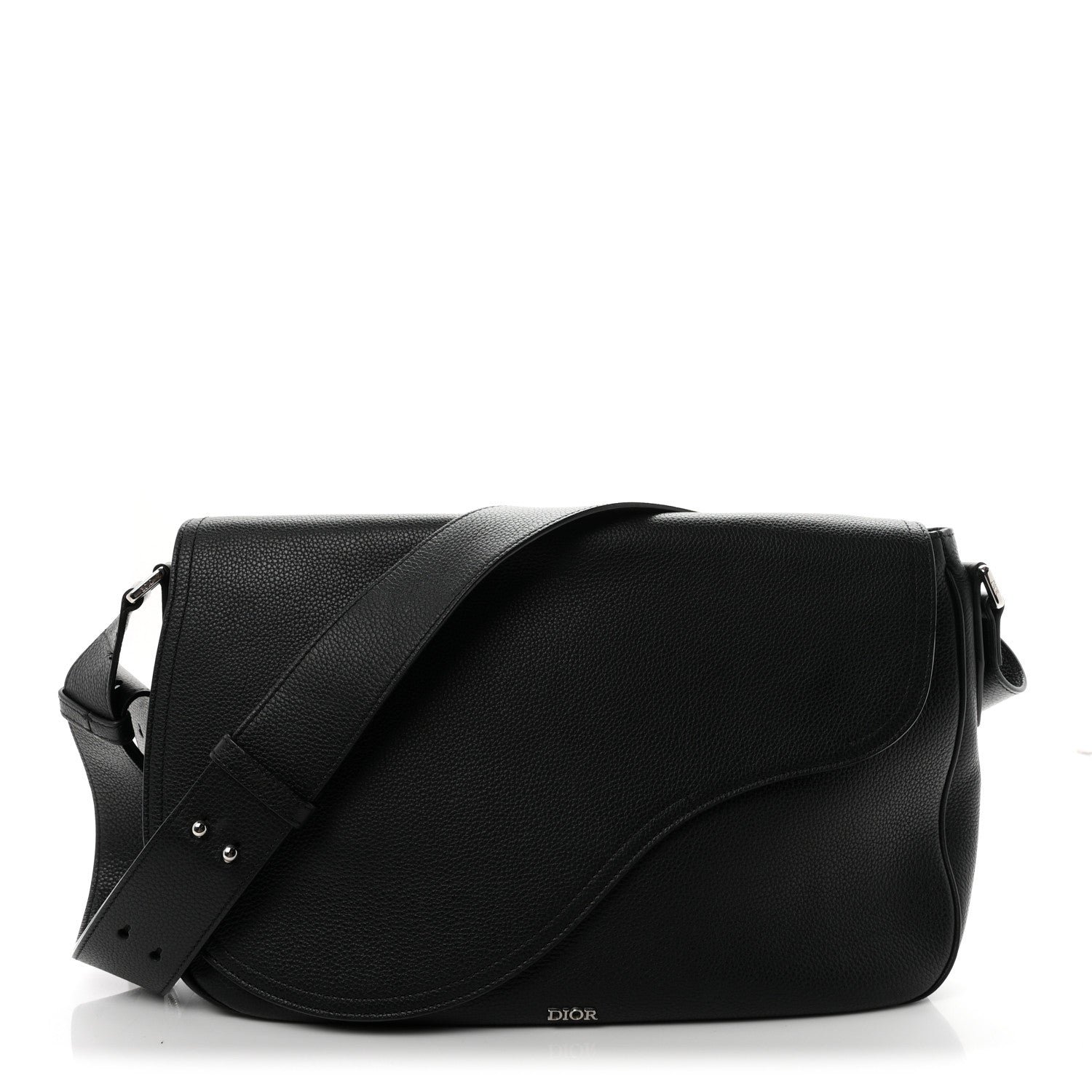 Dior Christian Dior Grained Calfskin Saddle Messenger Bag Black