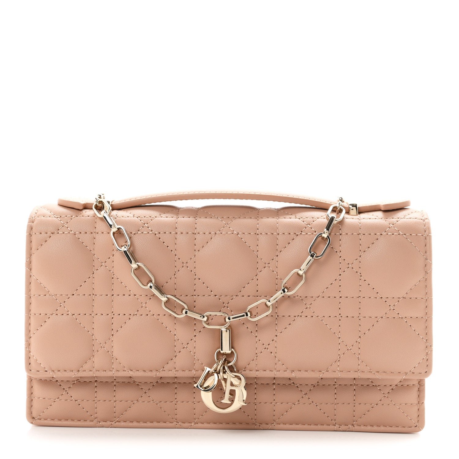 Christian Dior Lambskin Chain Lady My Dior Mini Chain Pouch Rose De Vents