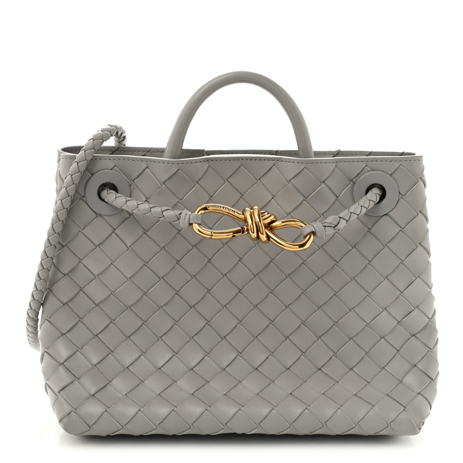 Bottega Veneta Nappa Intrecciato Small Andiamo Shoulder Bag Sterling