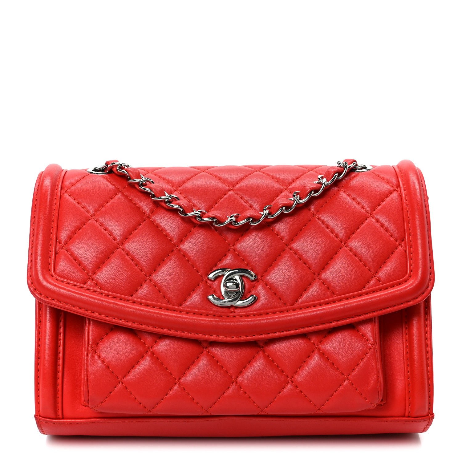 Chanel Lambskin Quilted Small Geometric Flap Red