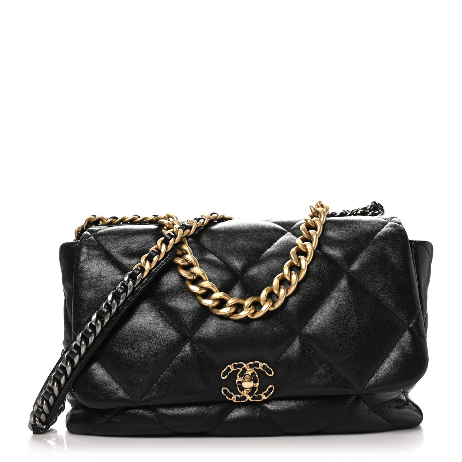 Lambskin Quilted Maxi Chanel 19 Flap Black
