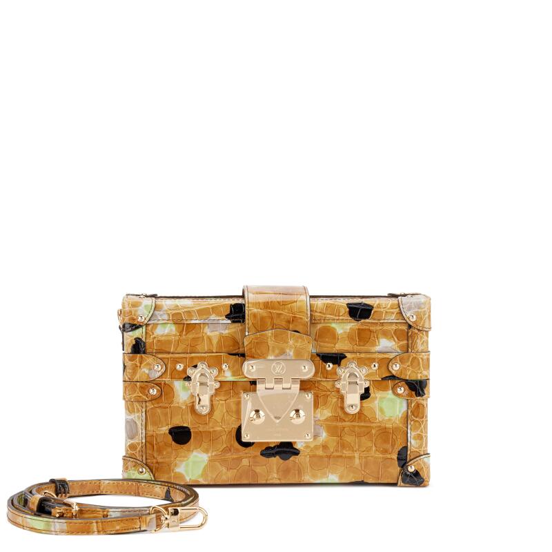 Louis Vuitton Yellow and Multicolor Shiny Niloticus Crocodile Petite Malle Gold Hardware