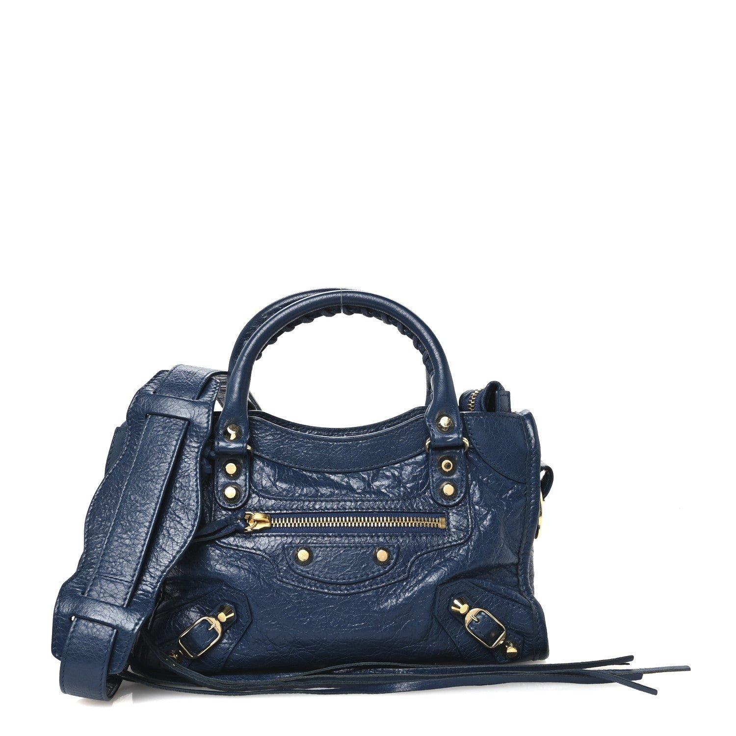 Balenciaga Agneau Classic Gold Hardware Mini City Bleu Roi