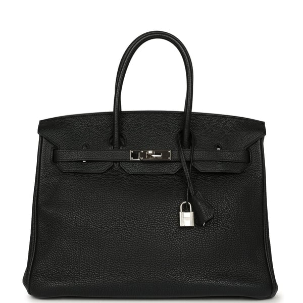 Pre-owned Hermes Birkin 35 Black Togo Palladium Hardware