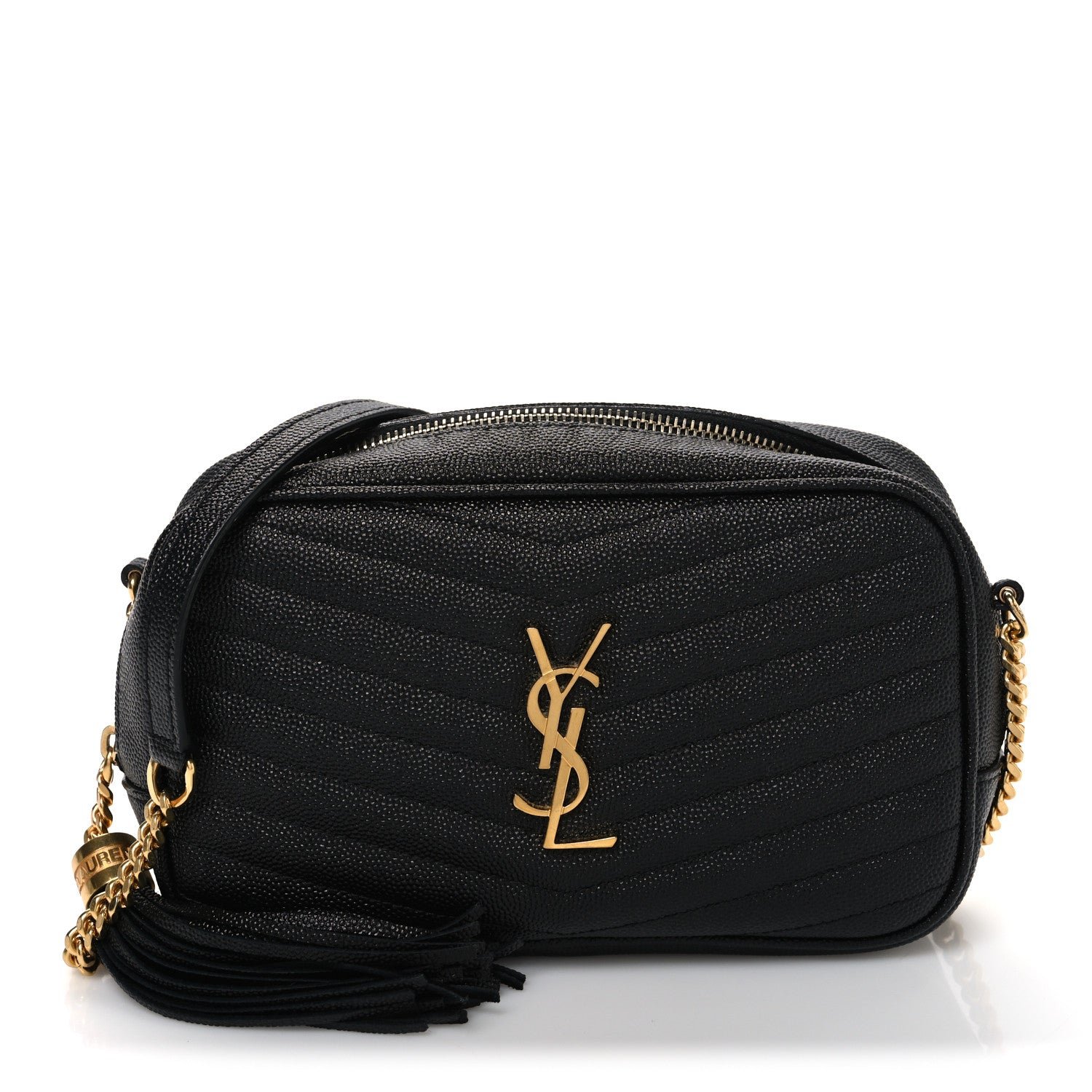 Saint Laurent Grain De Poudre Matelasse Monogram Mini Lou Camera Bag Black