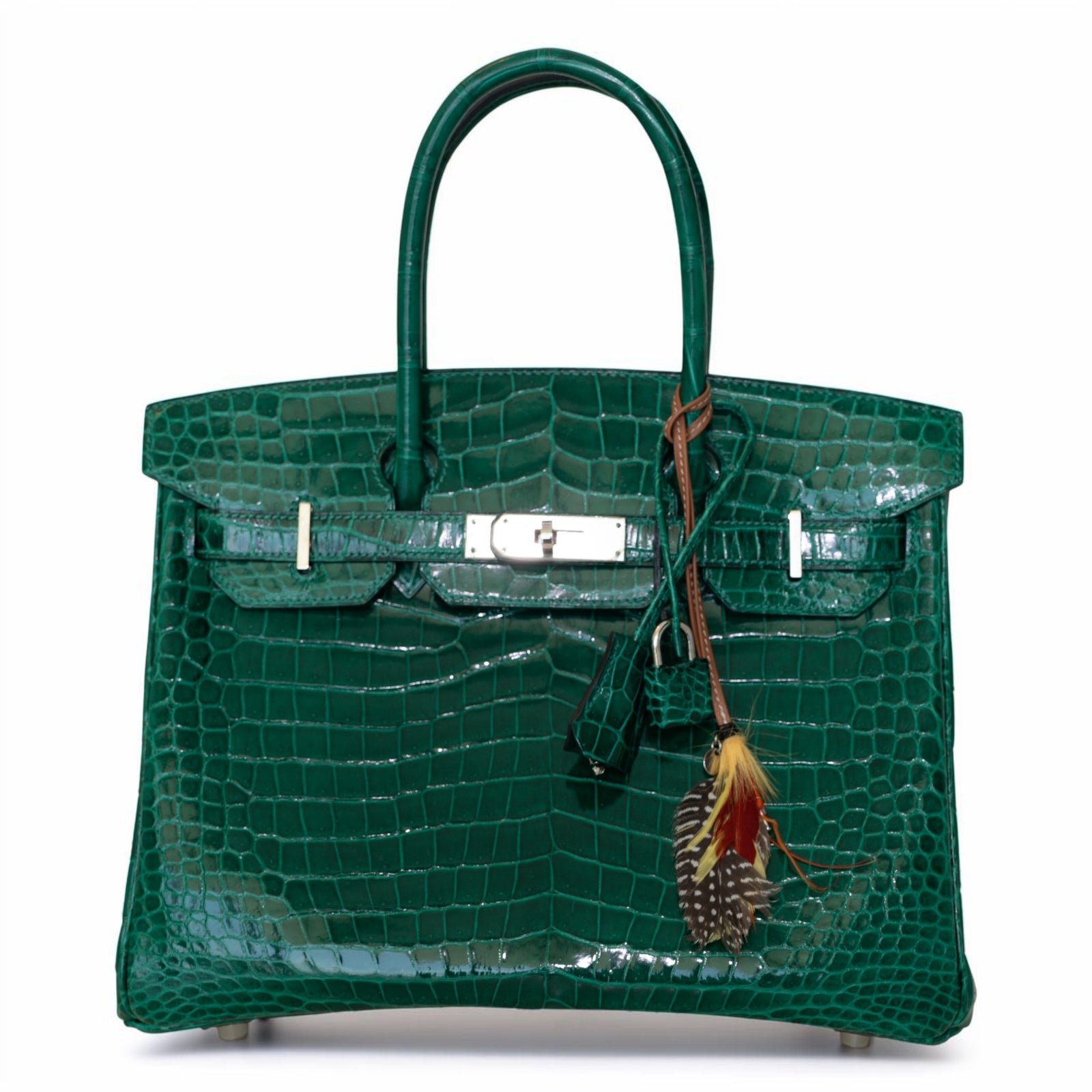 Hermes Hermès Birkin 30 Retourne Vert Émeraude Shiny Porosus Crocodile Palladium Hardware
