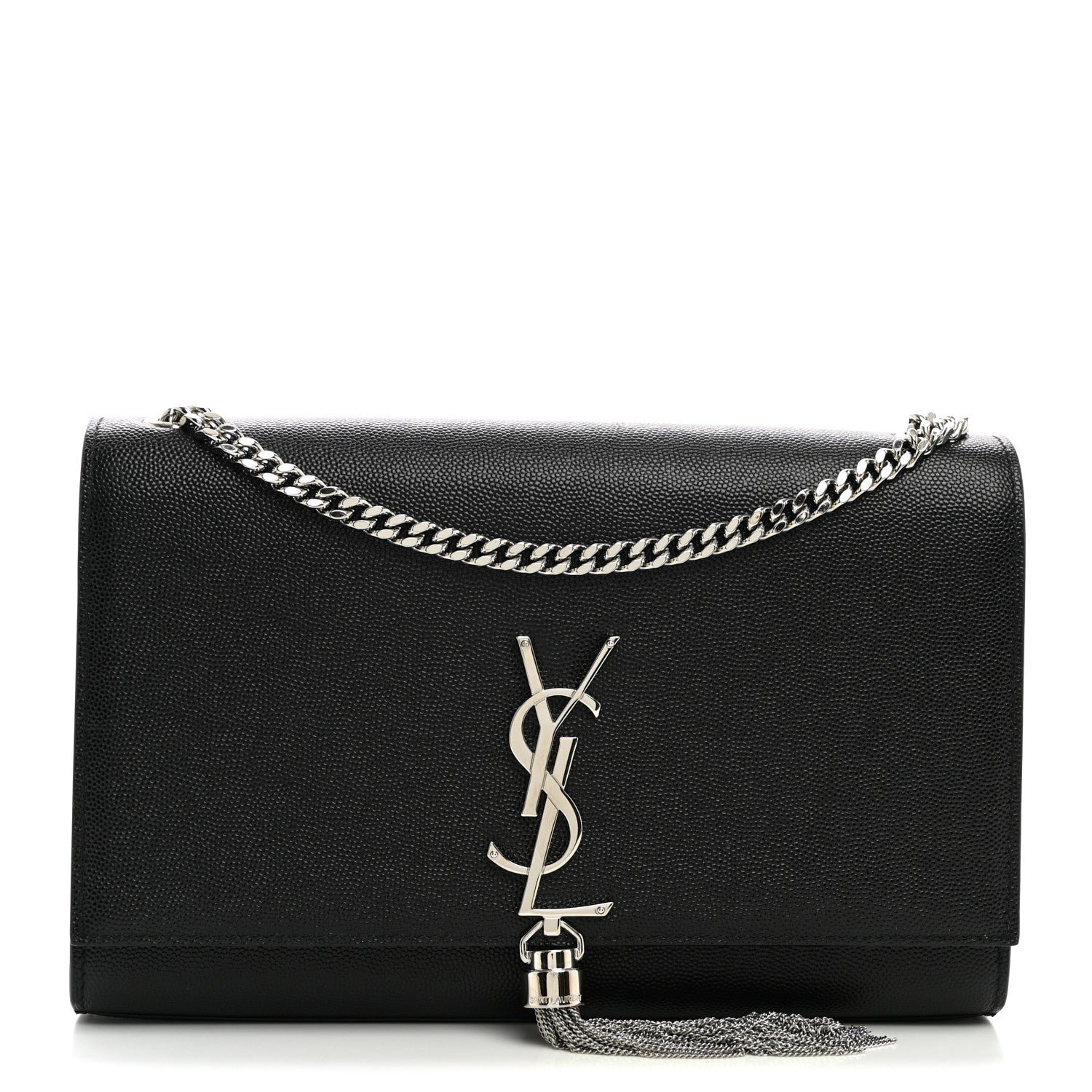 Saint Laurent Grain De Poudre Medium Classic Monogram Kate Tassel Satchel Black