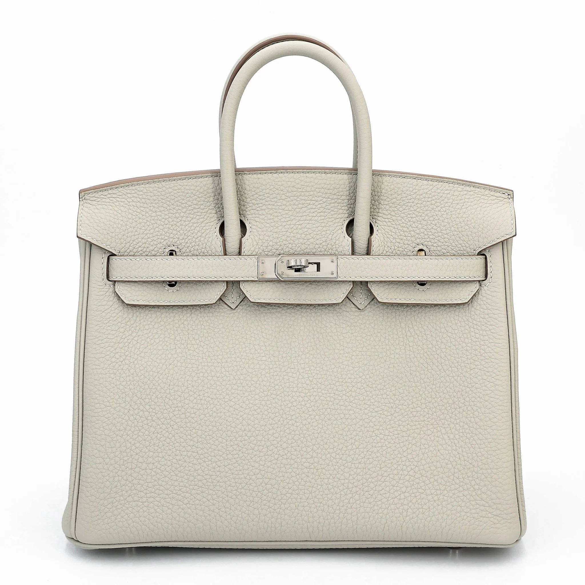 Excellent ( Rank SA ) HERMÈS Birkin 25 Gris Perle (80) Togo Palladium hardware Y (2020)