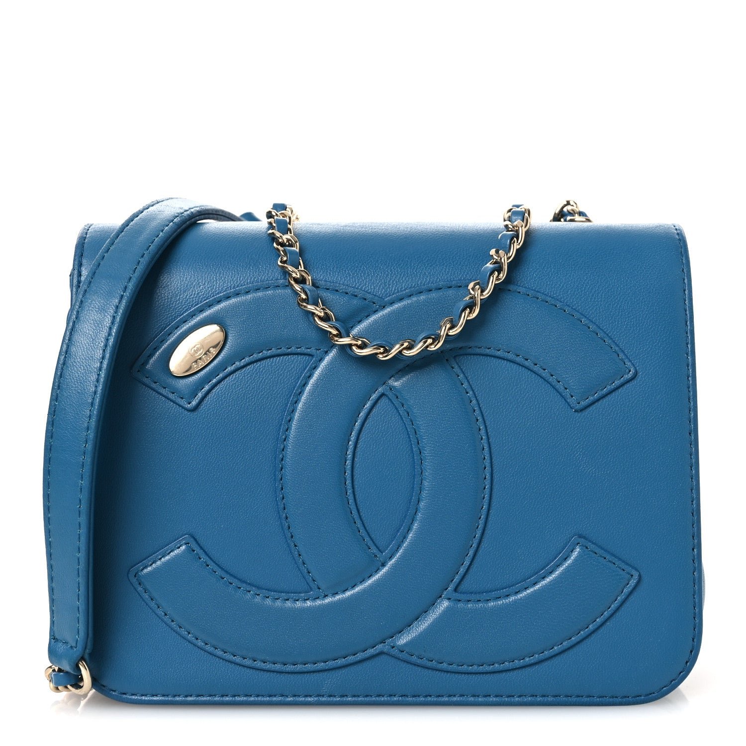 Chanel Lambskin CC Mania Flap Bag Turquoise