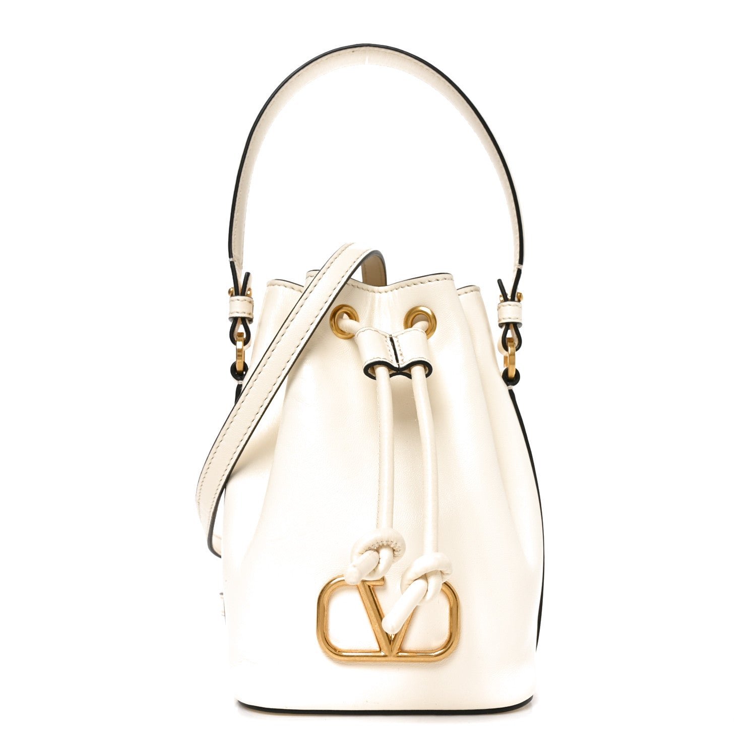 Valentino Garavani Nappa Mini VLogo Signature Bucket Bag Light Ivory