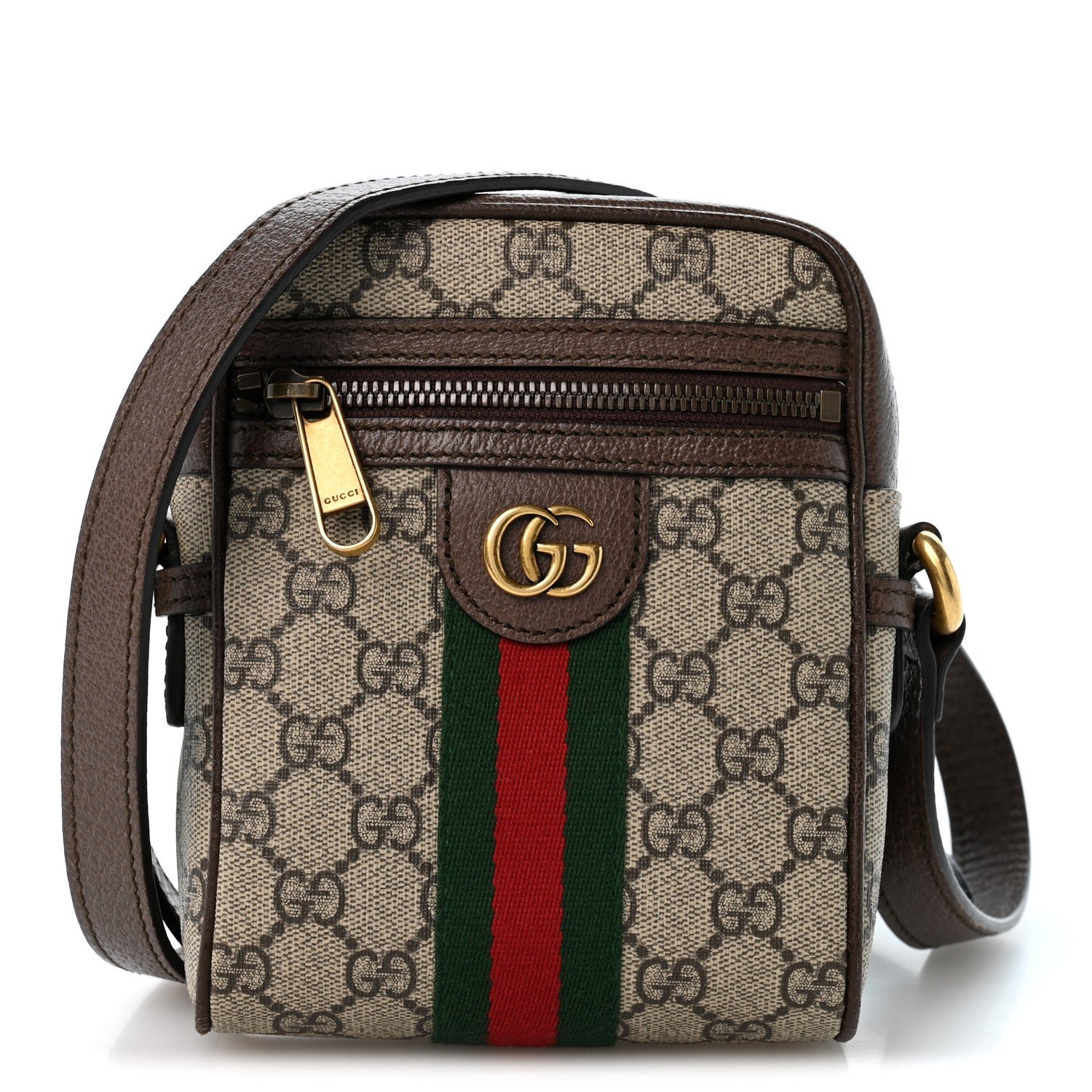 Gucci GG Supreme Monogram Web Mini Ophidia Messenger Brown