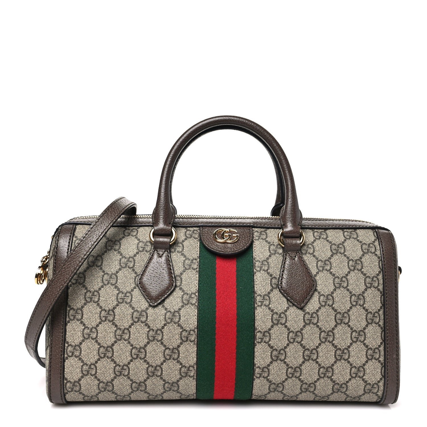 Gucci GG Supreme Monogram Web Medium Ophidia Boston Brown