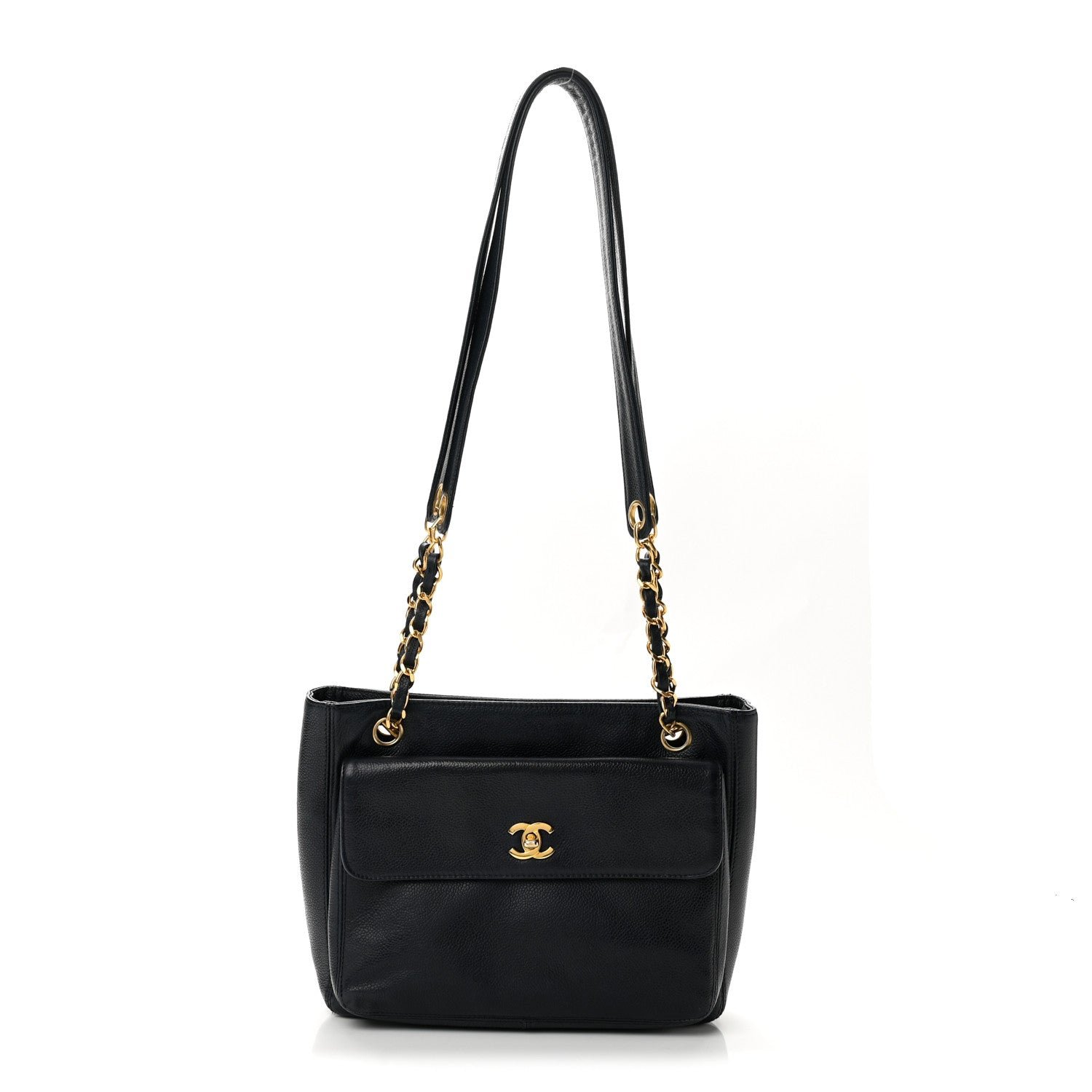 Chanel Caviar Flap CC Shoulder Bag Navy