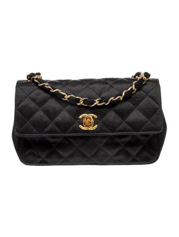 Satin Quilted CC Flap Bag
