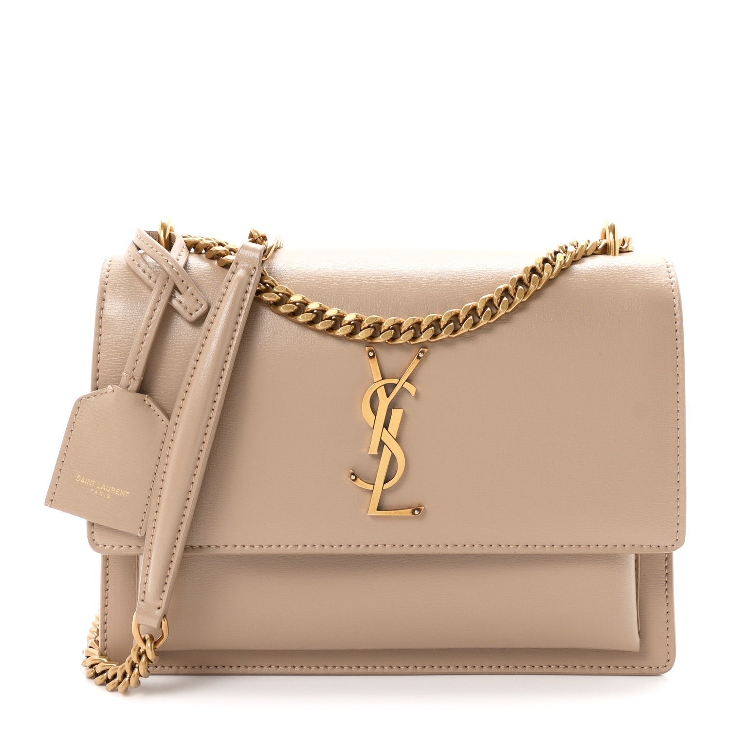 Saint Laurent Calfskin Medium Monogram Sunset Dark Beige
