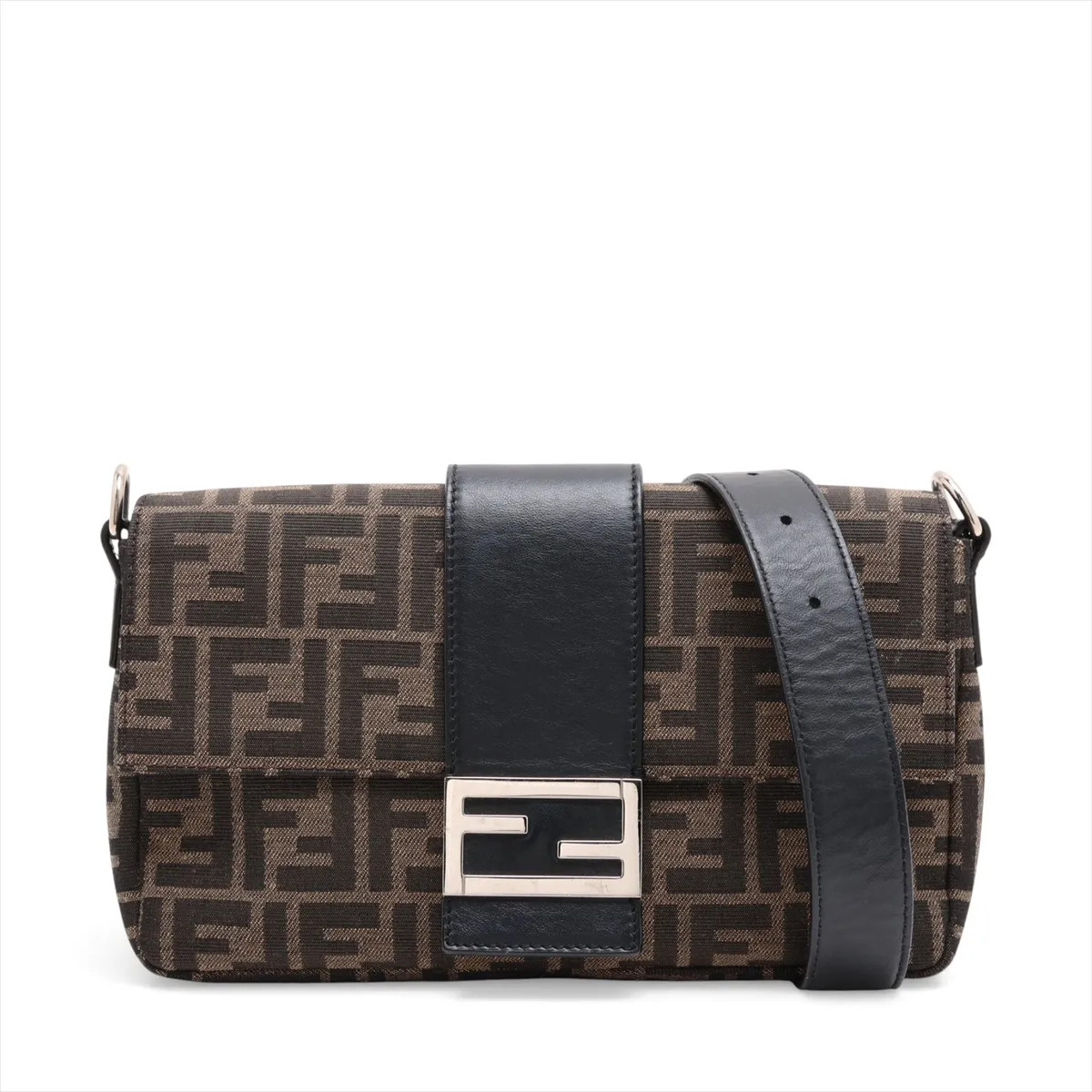 Fendi ZUCCa Mamma Baguette Canvas & Leather Shoulder bag Brown