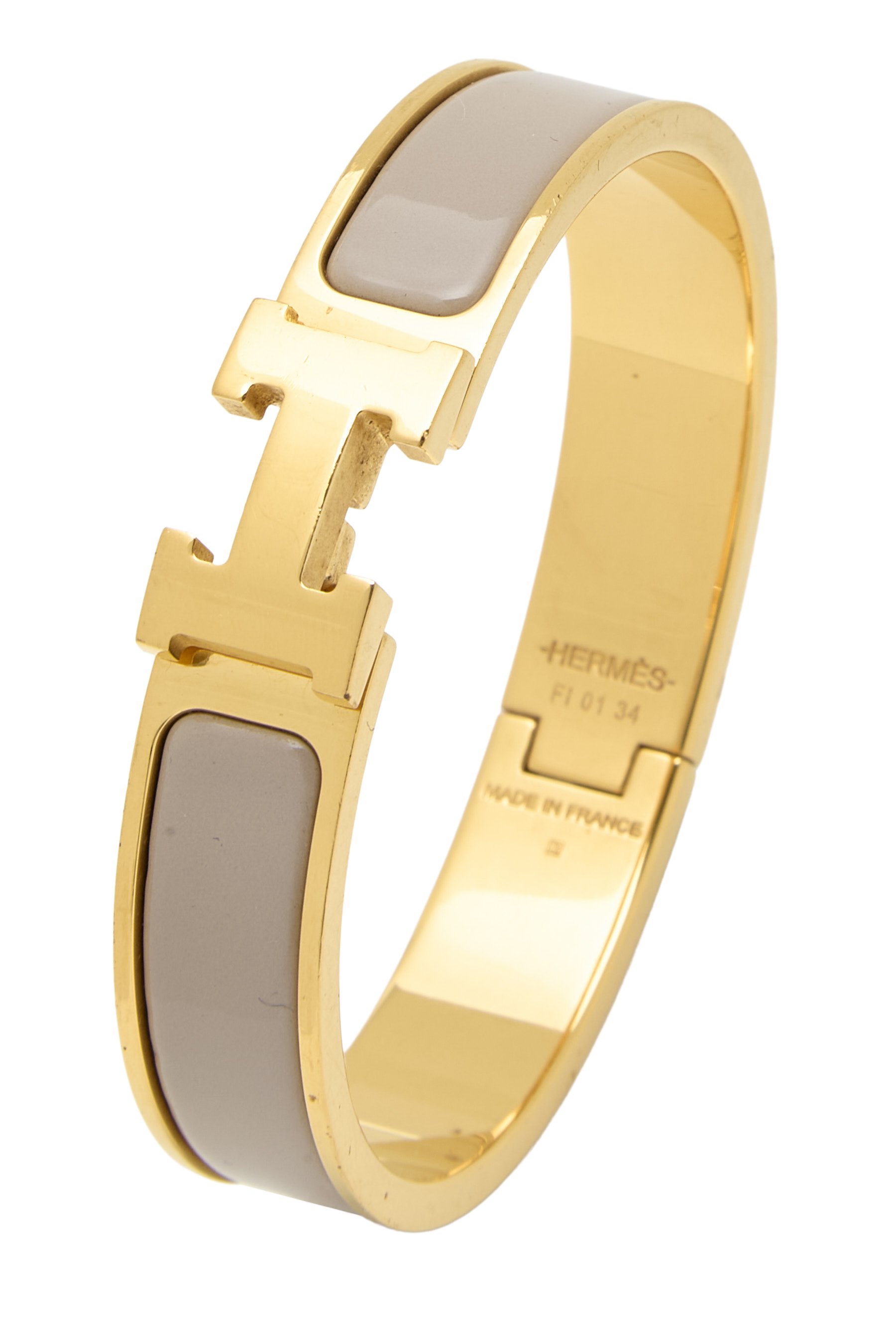 Grey Enamel Clic-Clac 'H' Bracelet Narrow PM