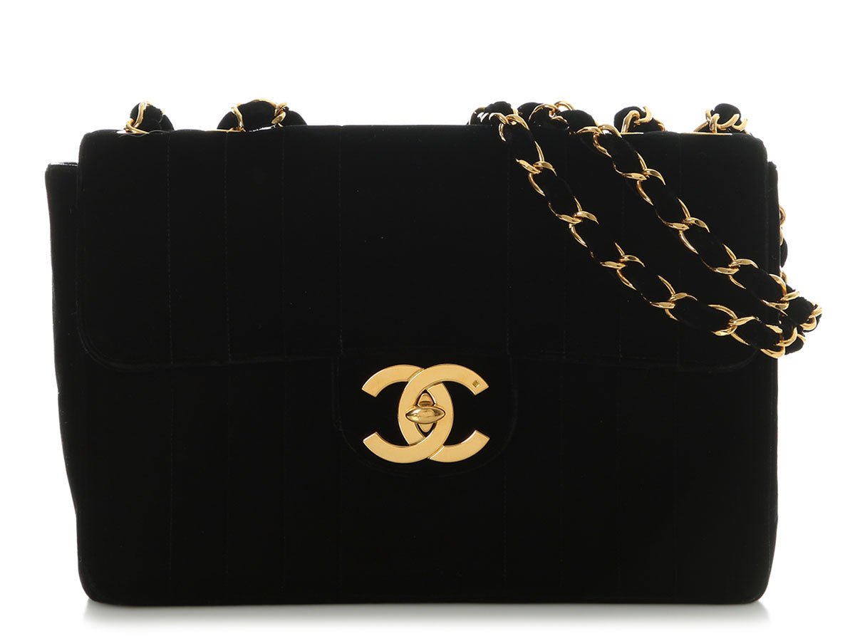 Chanel Chanel Vintage Jumbo Black Velvet Classic Single Flap