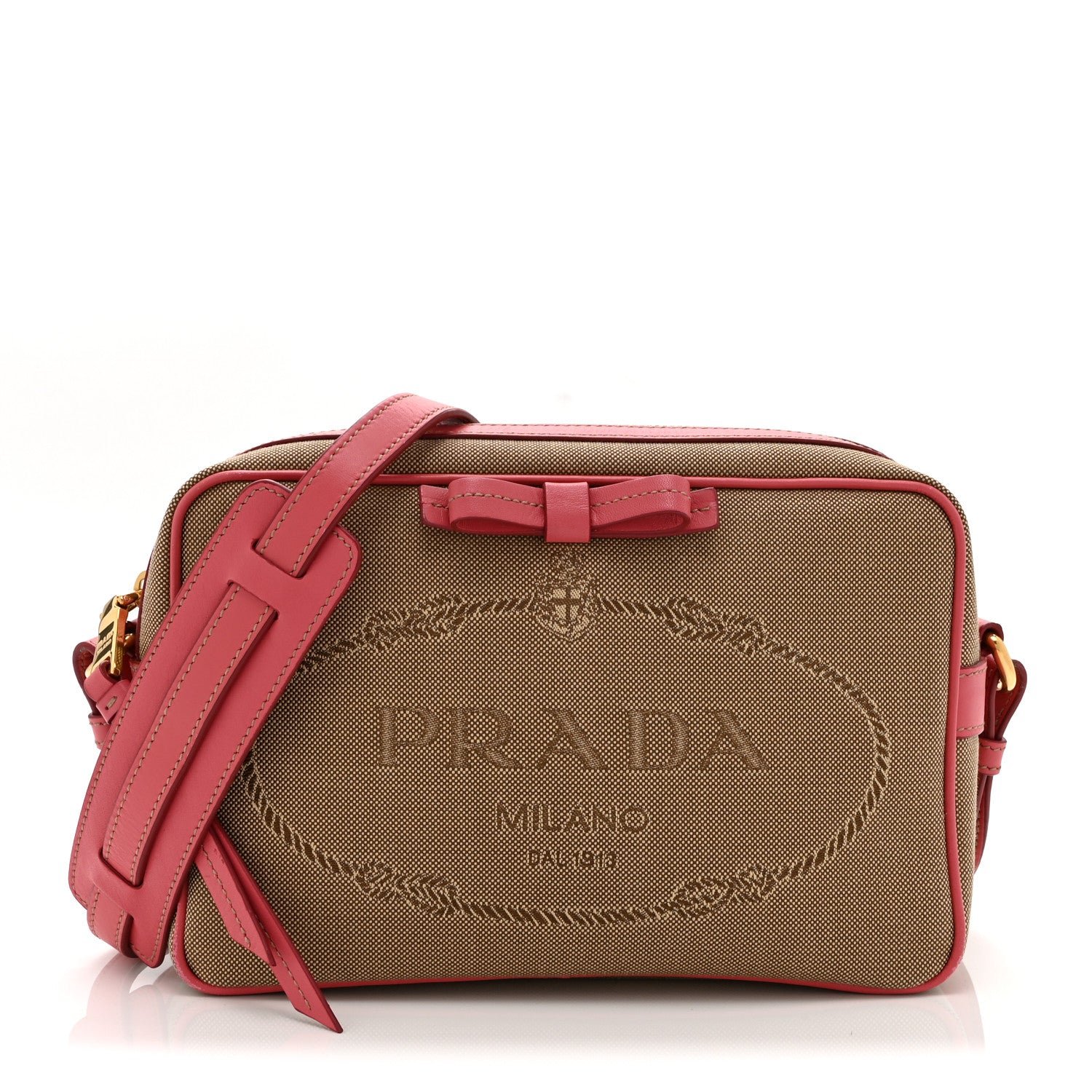 Prada Jacquard Logo Camera Bag Corda Peonia