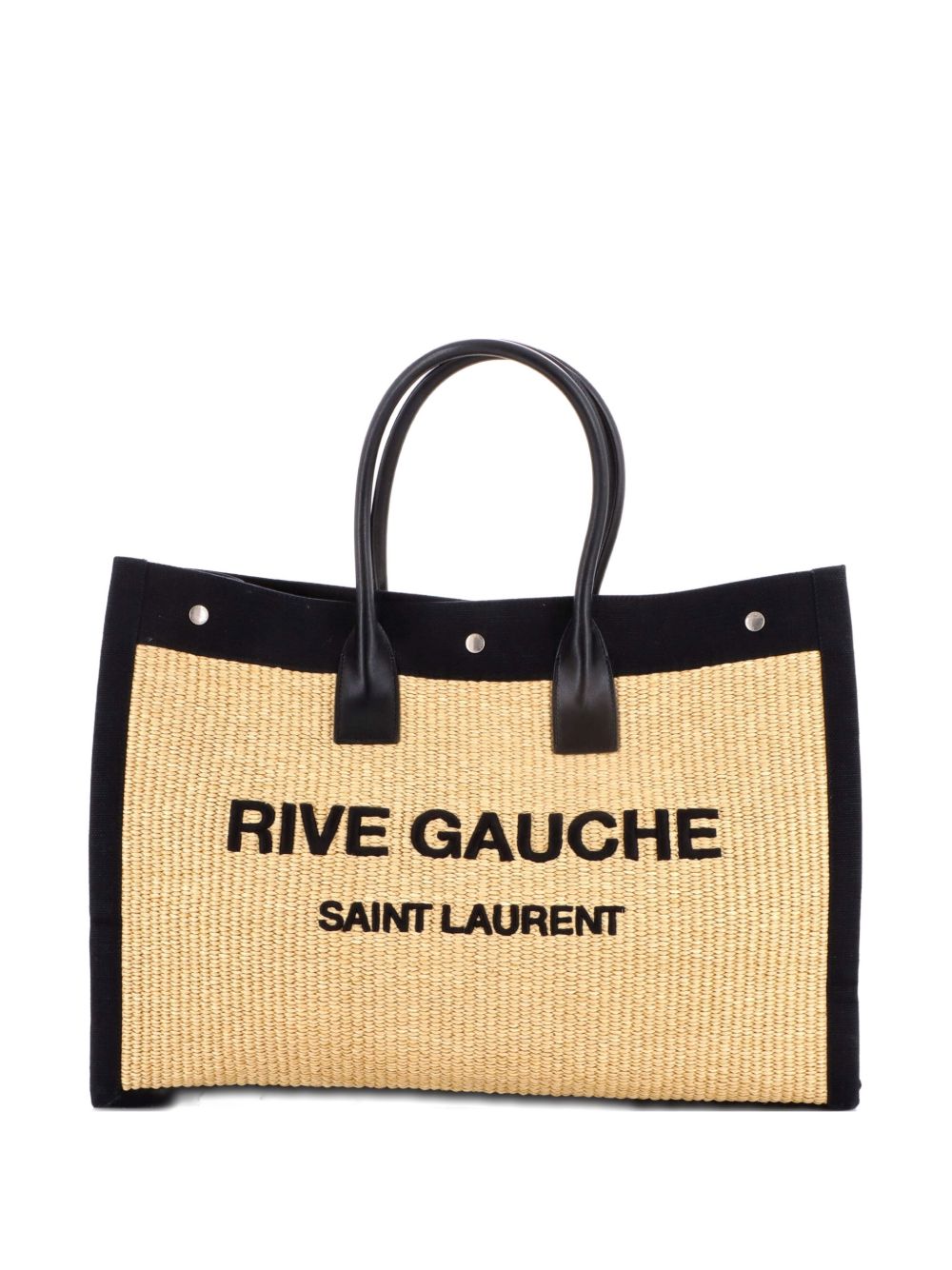 Rive Gauche Shopper Raffia with Canvas Large tote bag