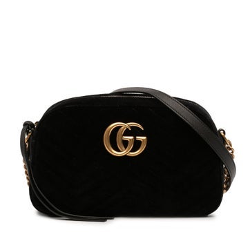 Calf Leather Small GG Marmont Matelasse Velvet Crossbody