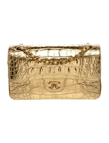 Paris-New York Small Coco Croc Classic Double Flap Bag