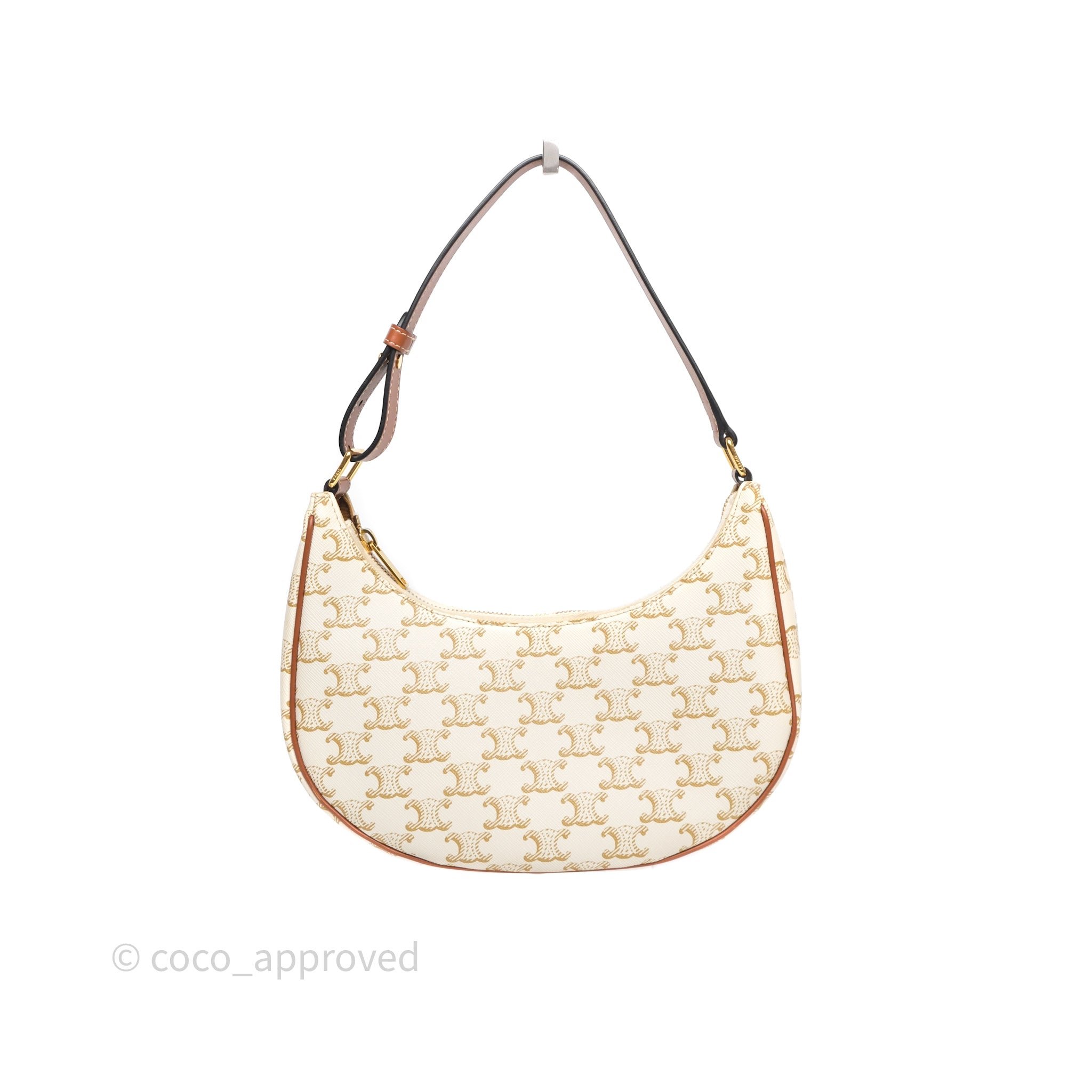 Celine Ava Bag In Triomphe Canvas Calfskin White