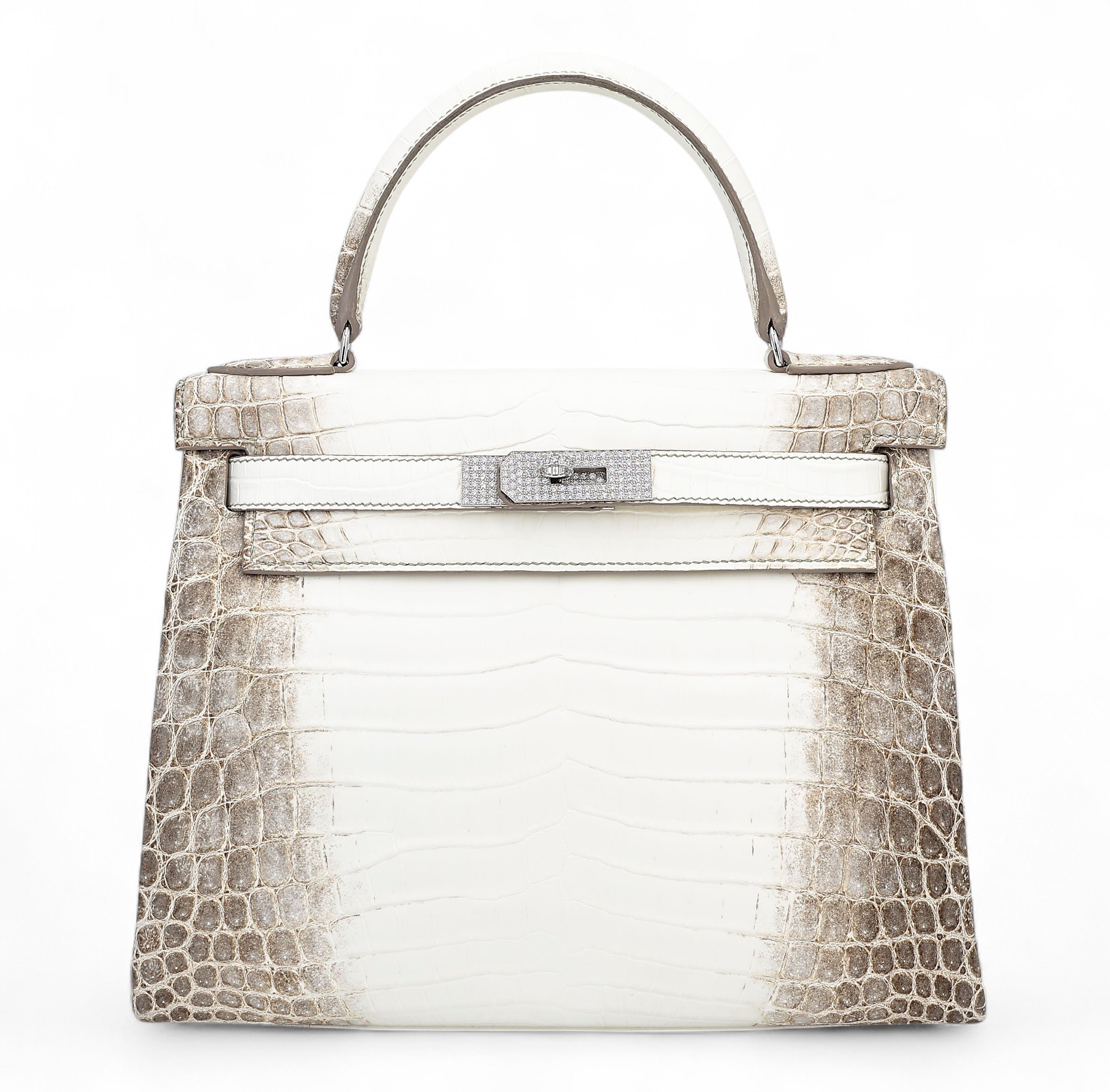 Hermes Unused ( Rank NS ) HERMÈS Limited Edition Kelly 28 Himalaya Matte Niloticus Crocodile Diamond White Gold hardware Z (2021)