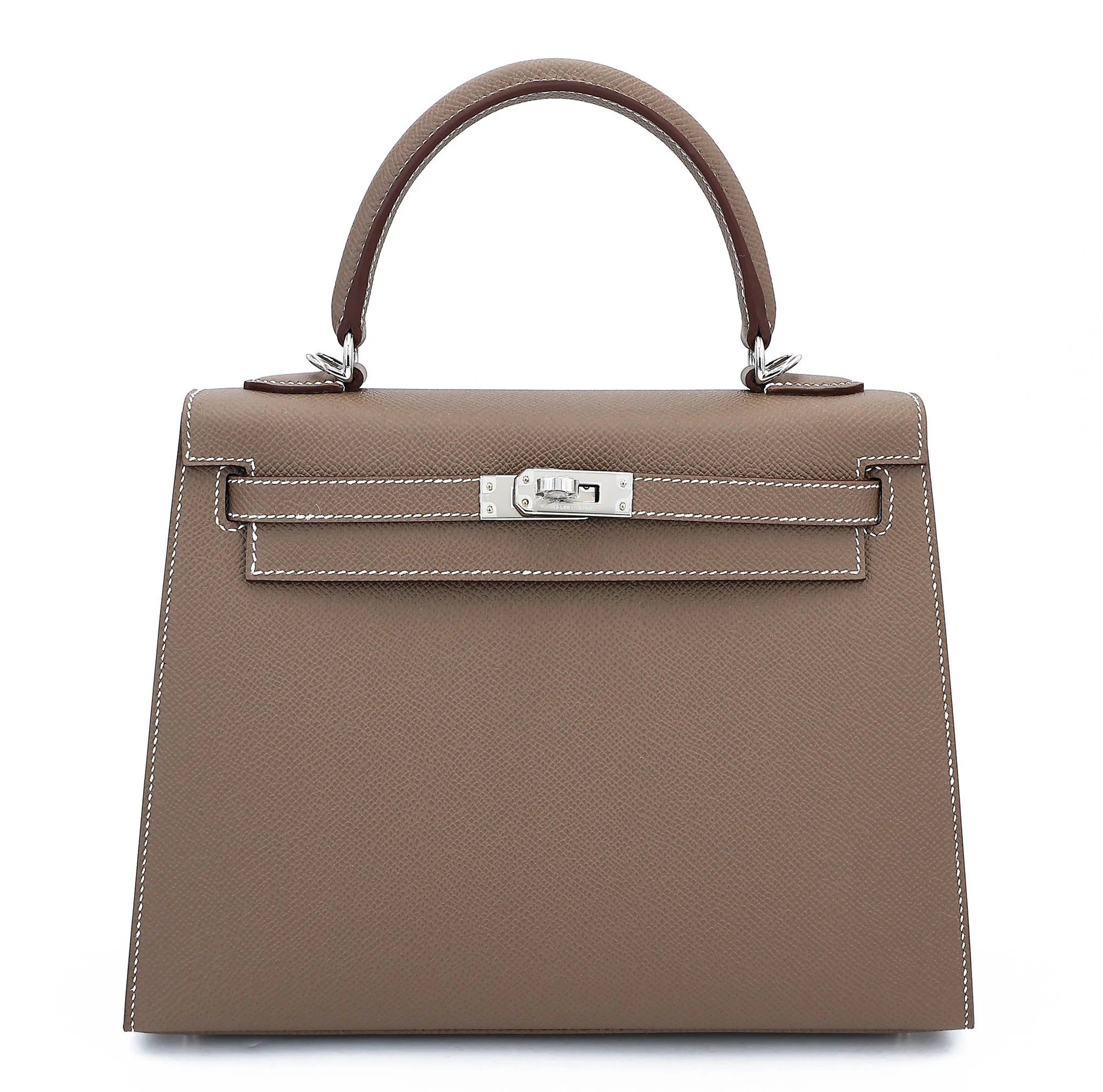 Brand New ( Rank N ) HERMÈS Kelly 25 Sellier Etoupe (18) Epsom Palladium hardware G (2026)