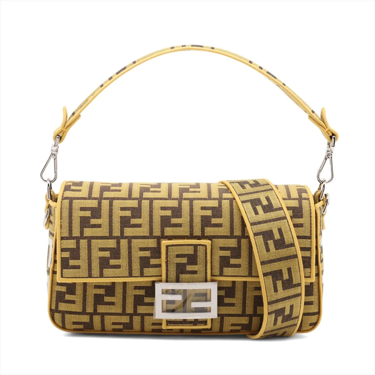 Fendi x Fragment ZUCCa Mamma Baguette canvas 2 Way Shoulder Bag Yellow 8BR600