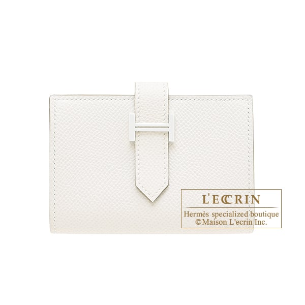 Hermes Bearn Mini wallet Gris pale Epsom leather Silver hardware