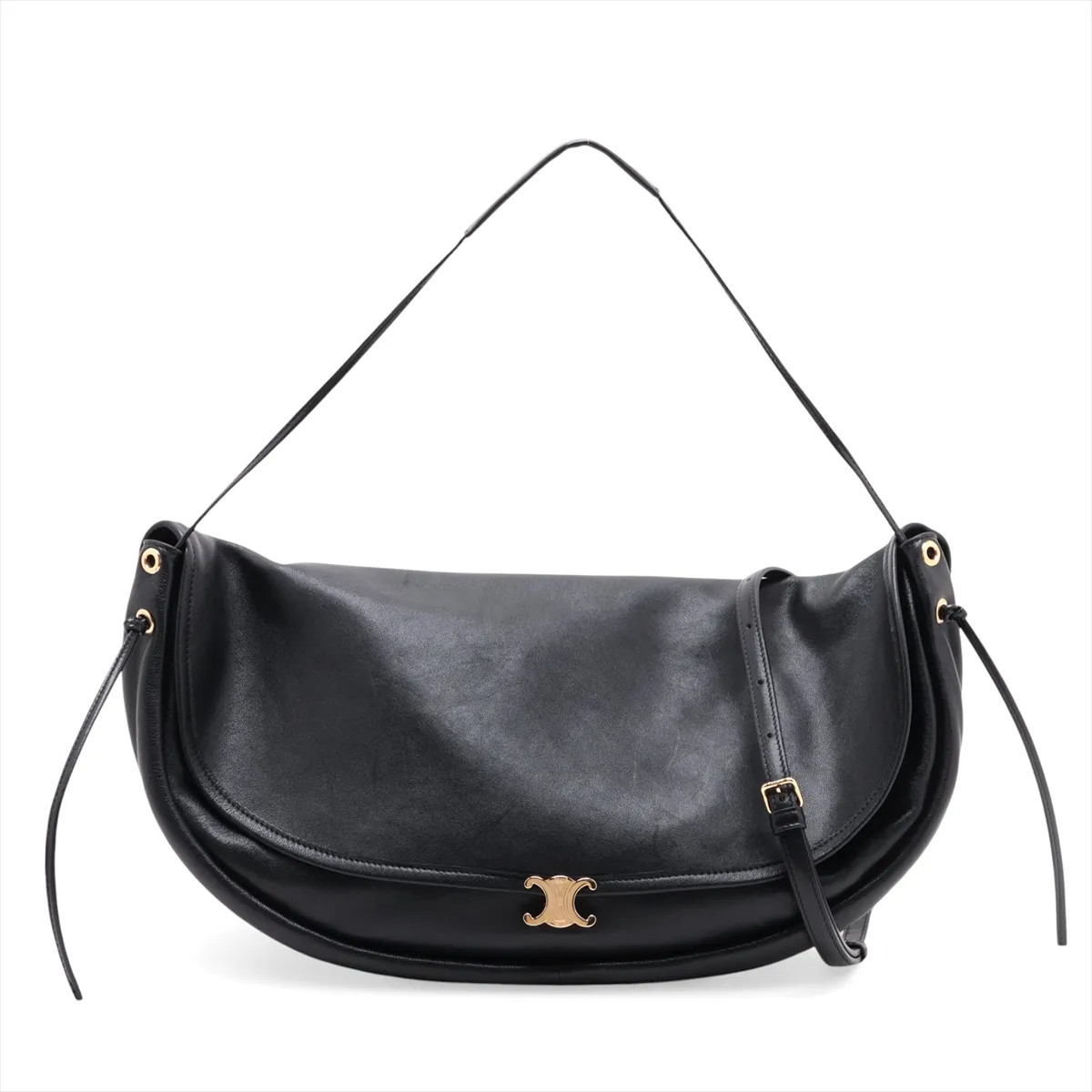 Celine Triomphe Little Half Moon Leather Shoulder bag Black