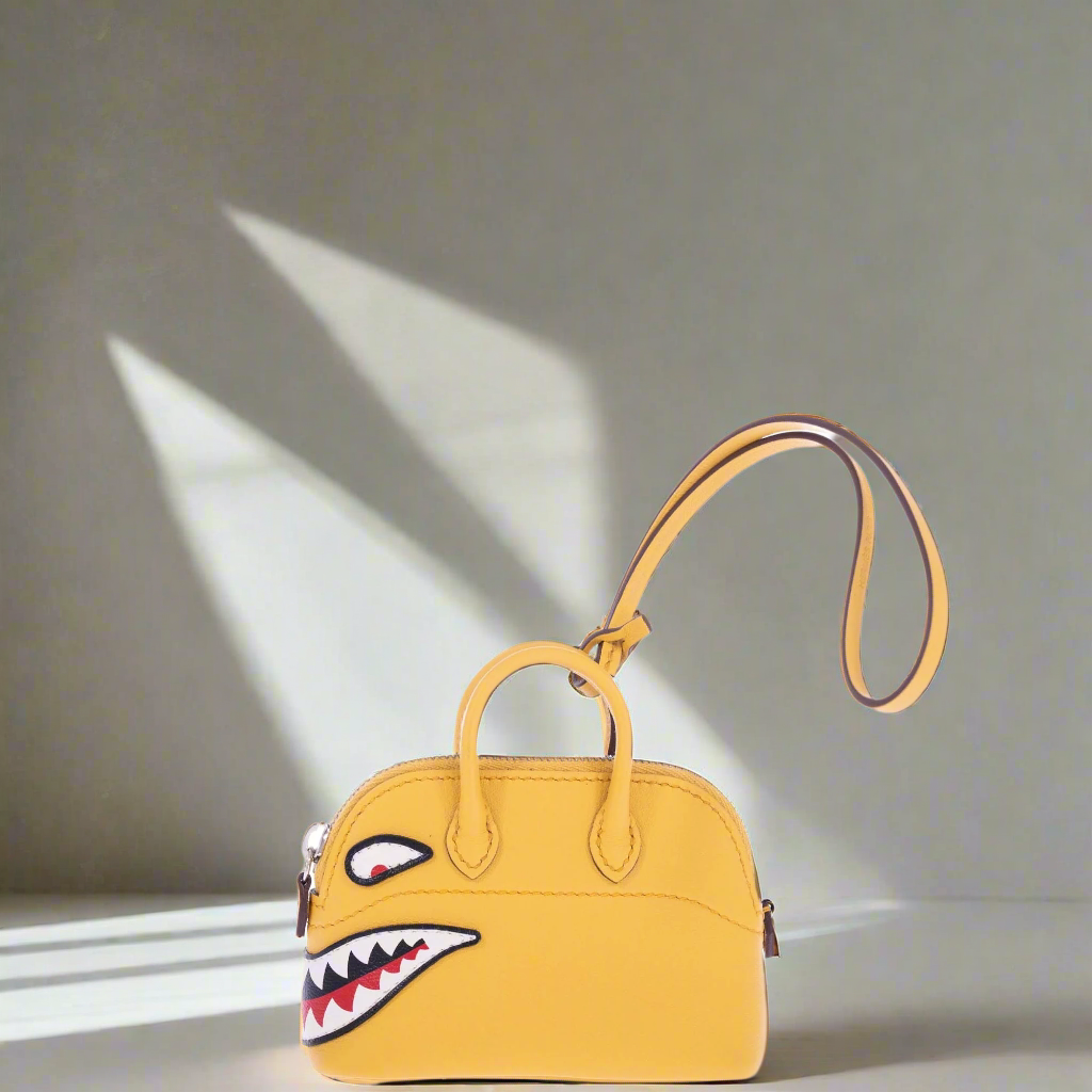 Hermes Hermès Micro Bolide Shark Bag Charm Sun Swift Palladium Hardware