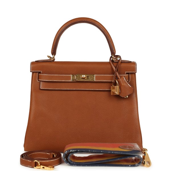 Hermes Hermes Kelly Retourne 28 Fauve Barenia Faubourg Gold Hardware