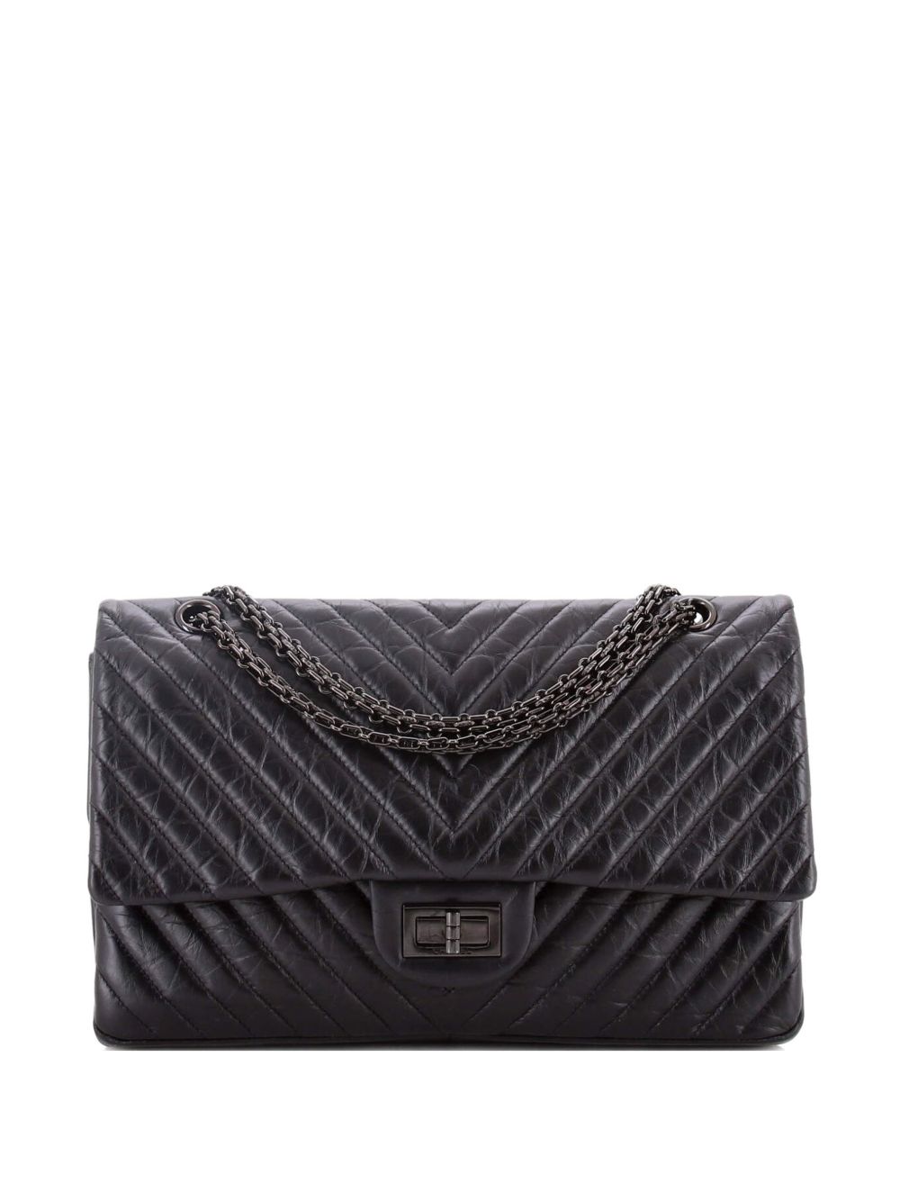 So Black Reissue 2.55 Flap Bag Chevron Aged Calfskin 227 shoulder bag