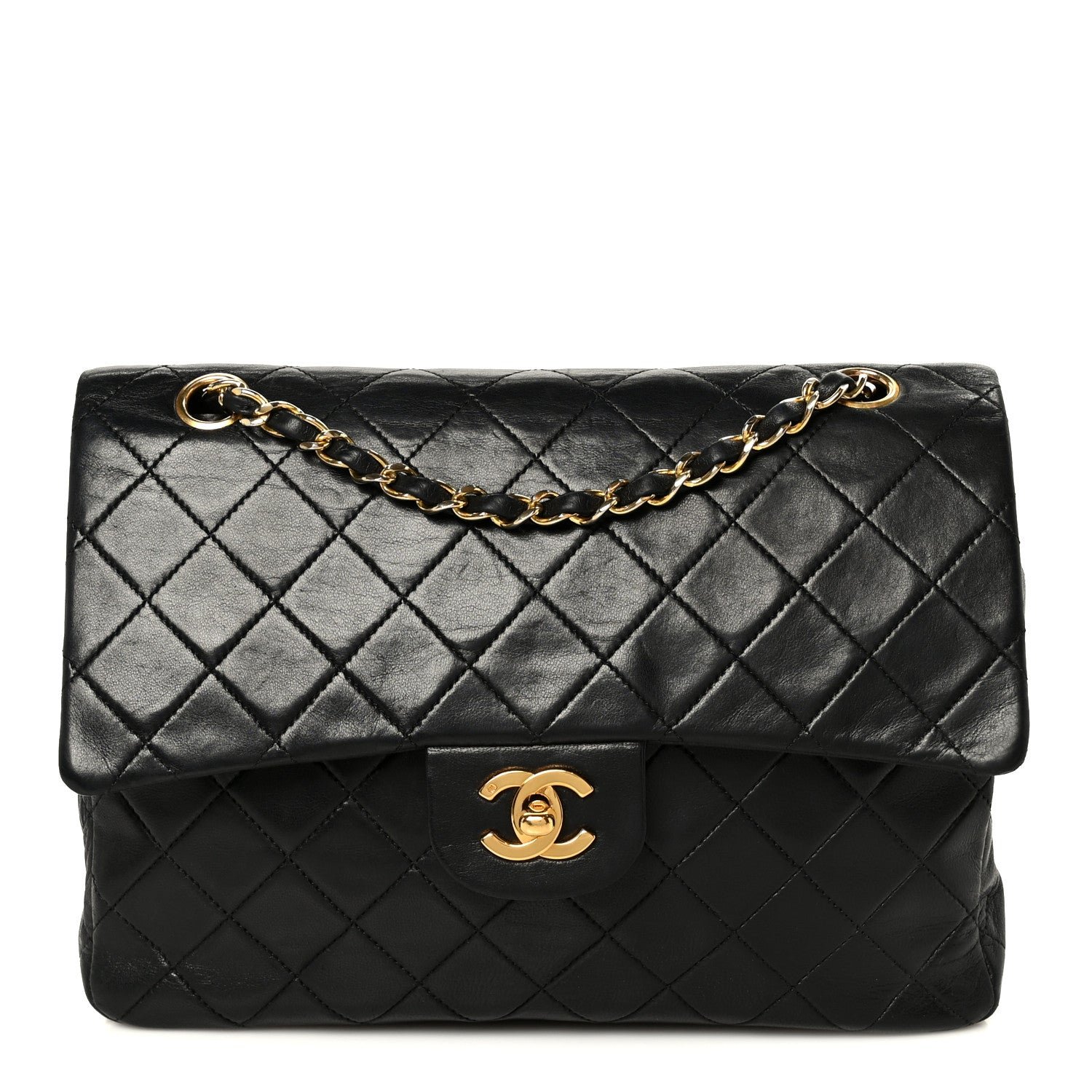 Chanel Lambskin Quilted Medium Double Flap Black