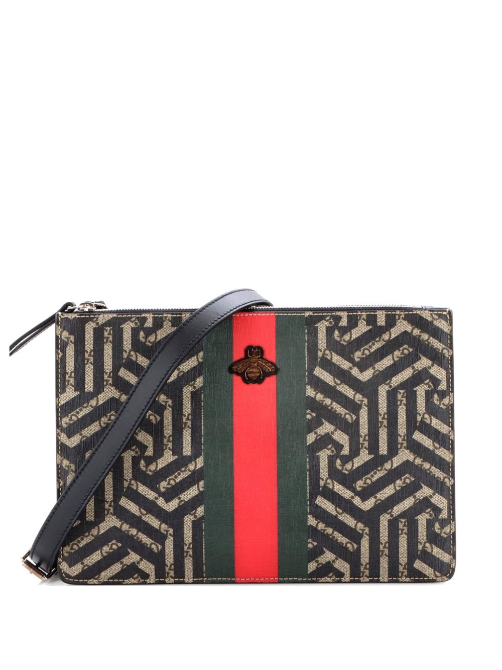 Bee Web Zip Messenger Bag Caleido GG Coated Canvas Small crossbody bag