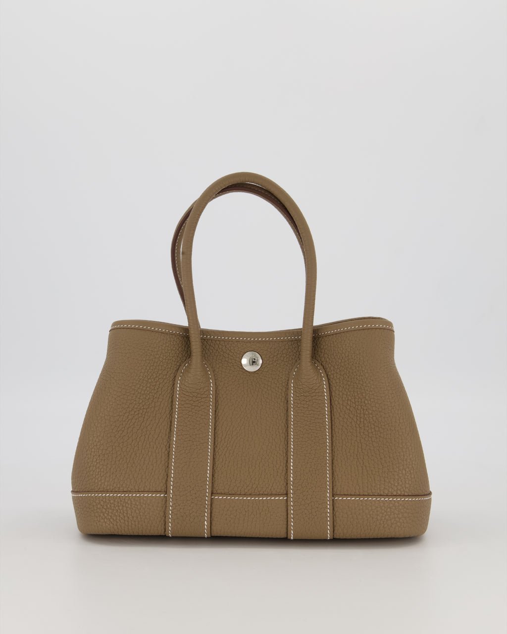 Hermès Neo Garden Party 23 Bag in Etoupe Taurillon Clemence Leather with Palladium Hardware